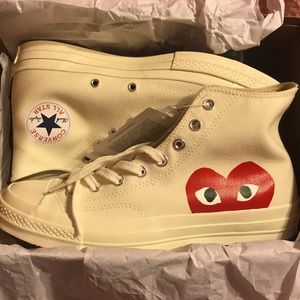 Comme des Garçons white high top converse